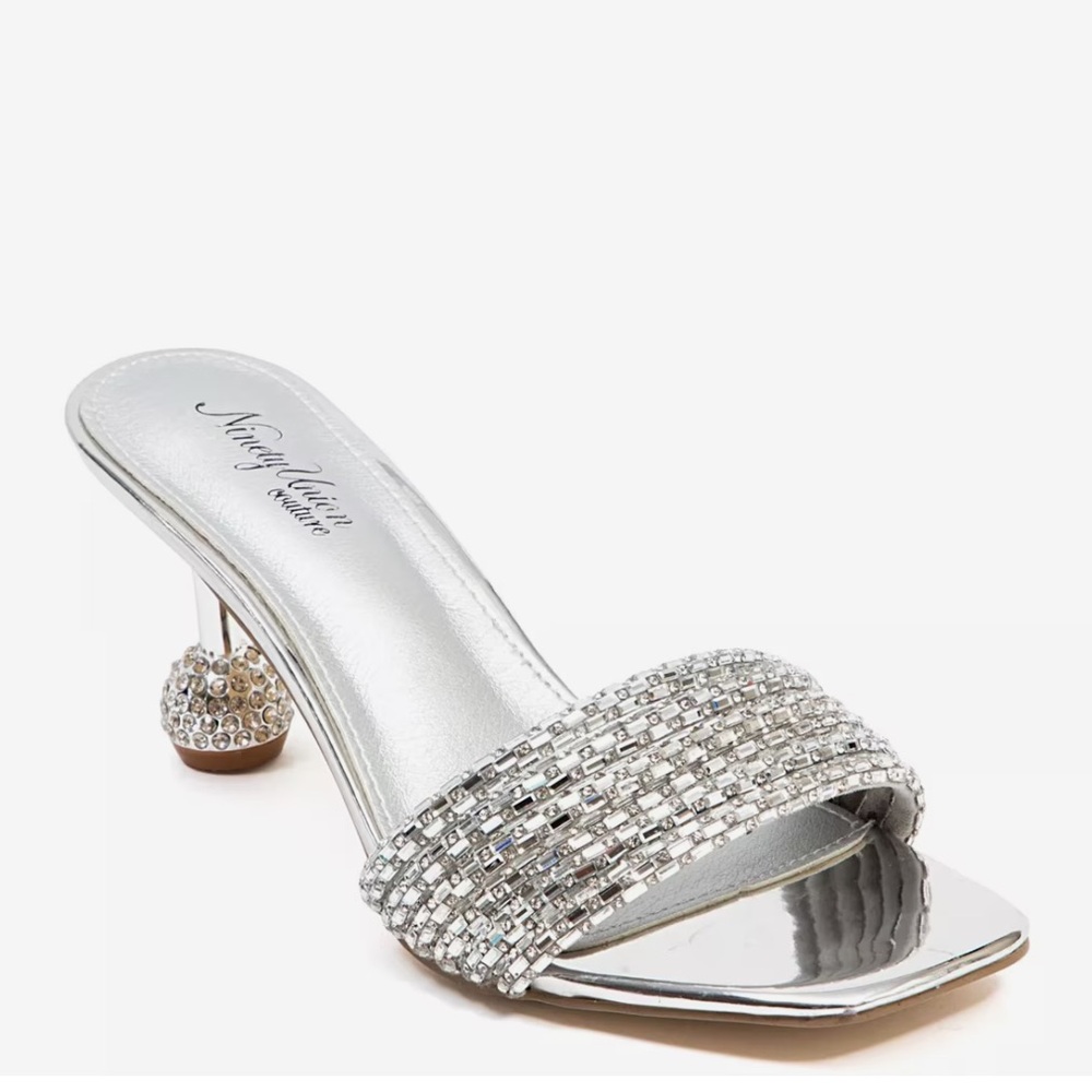 Silver Crystal-Embellished Sandals